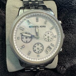 Micheal Kors chrono mother of pearl dial watch